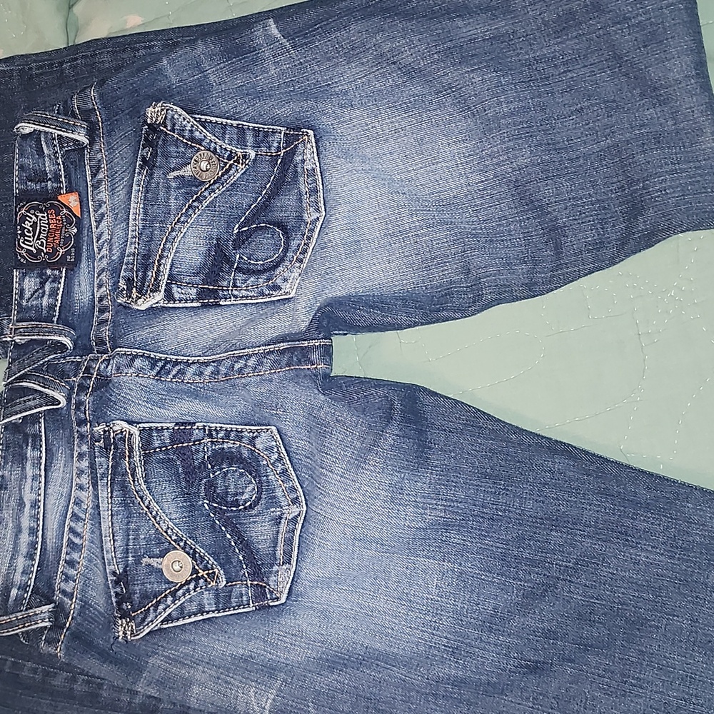 Lucky Brand Meggie Madison Button Fly Blue Jeans Straight Boot